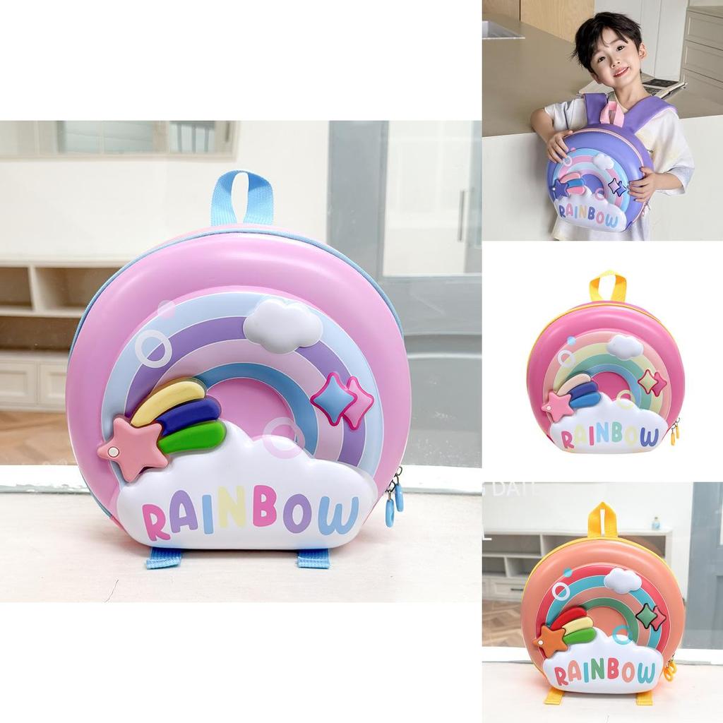 Kids Cartoon Donut Shell Backpack With Cartoon Rainbow Design For School Kids