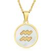 Elegant European & American Zodiac Pendant Necklace - Women's Gold Stainless Steel Constellation Charm