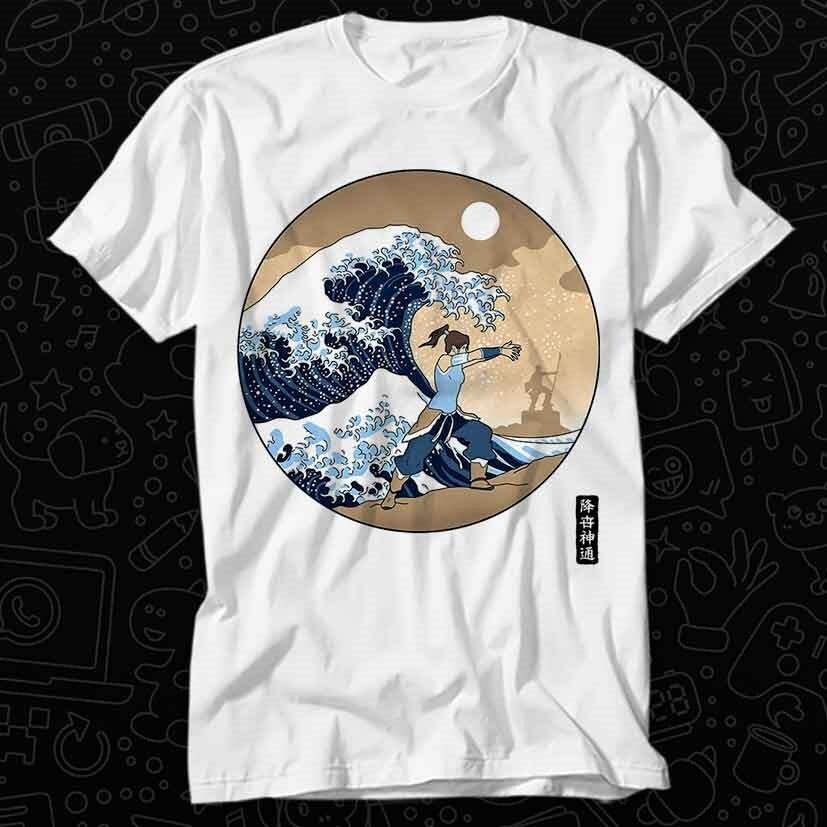 Anime Manga Waterbender Great Wave Kanagawa T Shirt 484