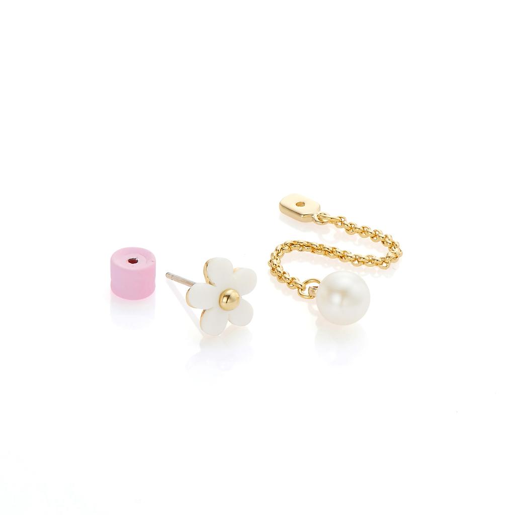 Rita Monica White Blossom Pearl Drop Earrings
