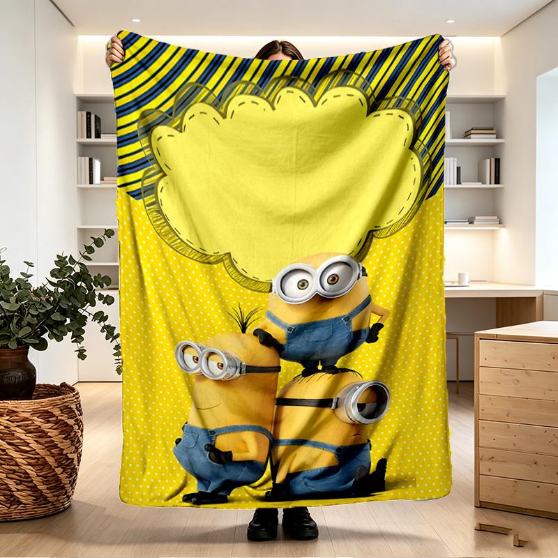 Minions Print Blanket - Soft & Comfortable, for Bedroom, Travel, Sofa, Home Decoration - Birthday Christmas Gift for Friend
