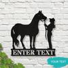 Metal Wall Art Horse Rider Gift for Equestrian Lover Home Decor Personalized Name Sign