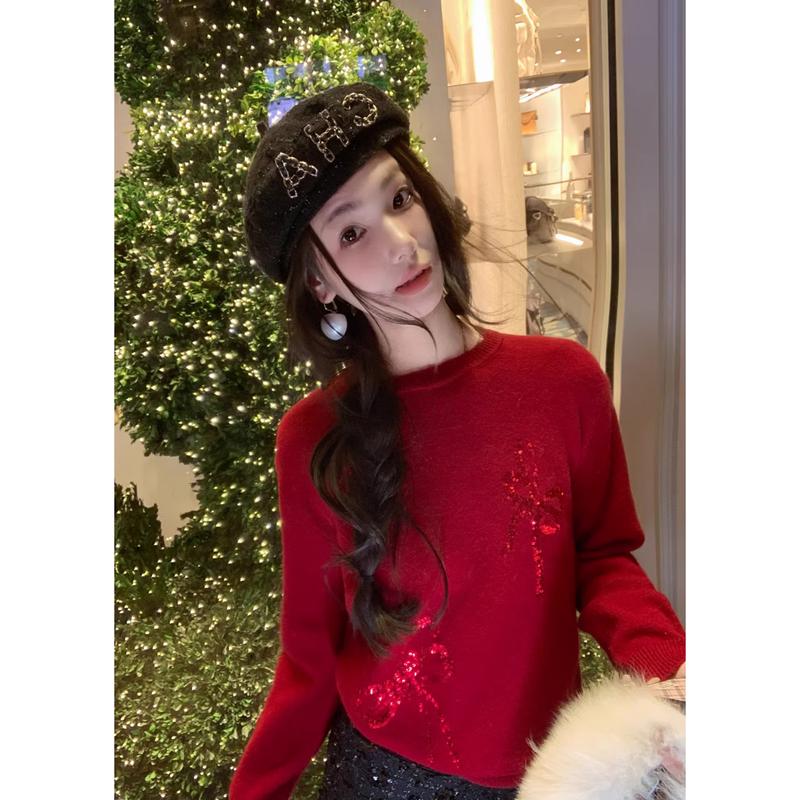 Rabbit Bow Knitted Sweater M