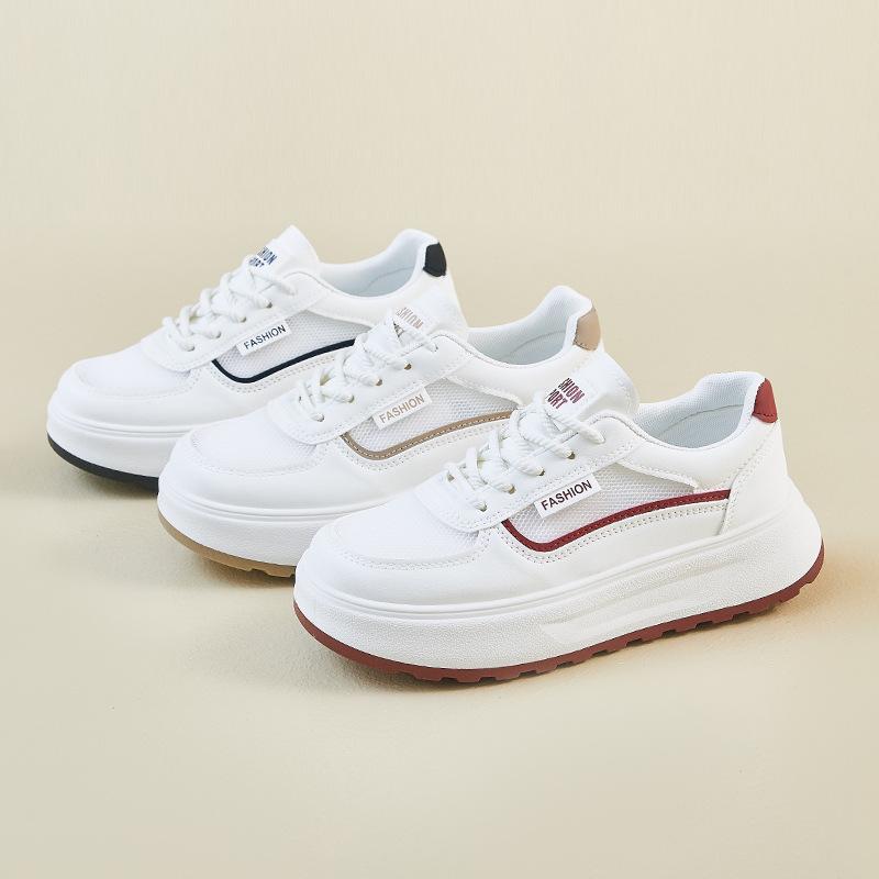 New Summer White Shoes for Female Students' Thick Sole Heightened Mesh Breathable Casual Street Shot