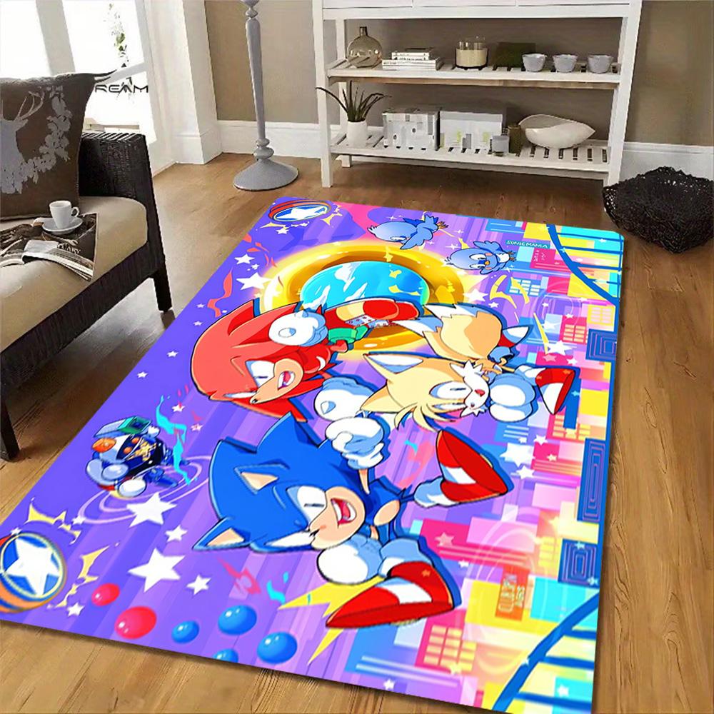 Sonic The Hedgehog Characters Decoration,Carpet,Living Room,Bedroom, Non-slip,Square rug