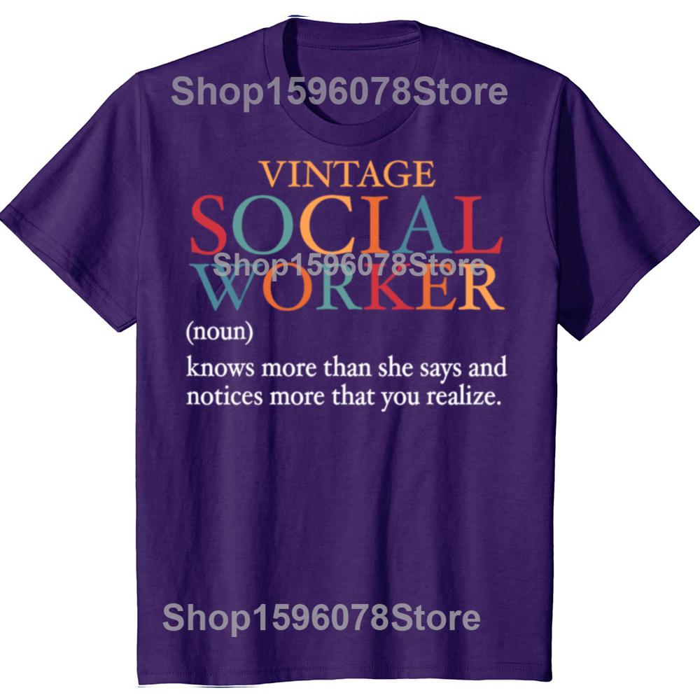T-shirt Divertenti Definizione Assistente Sociale Vintage Uomo Donna Casual Cotone Umorismo Streetwear Maglietta Manica Corta Abbigliamento Unisex