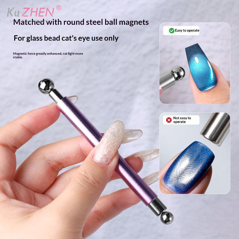 Double Headed Strong Magnetic Stick Cat Eye Magnet With 2 Steel Balls Nail Art Cylindrical For UV Gel Polish Manicure Pen Tools
