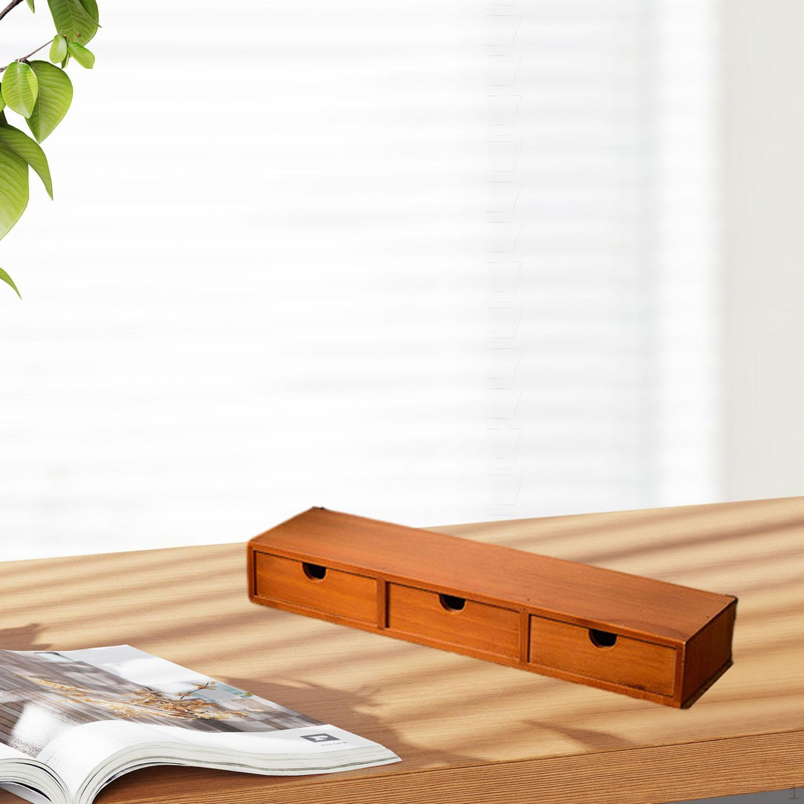 

Desk Organizer with Drawer Coffee Pod Holder Organization Countertop Wooden Storage Box Container 49cmx12cmx7cm