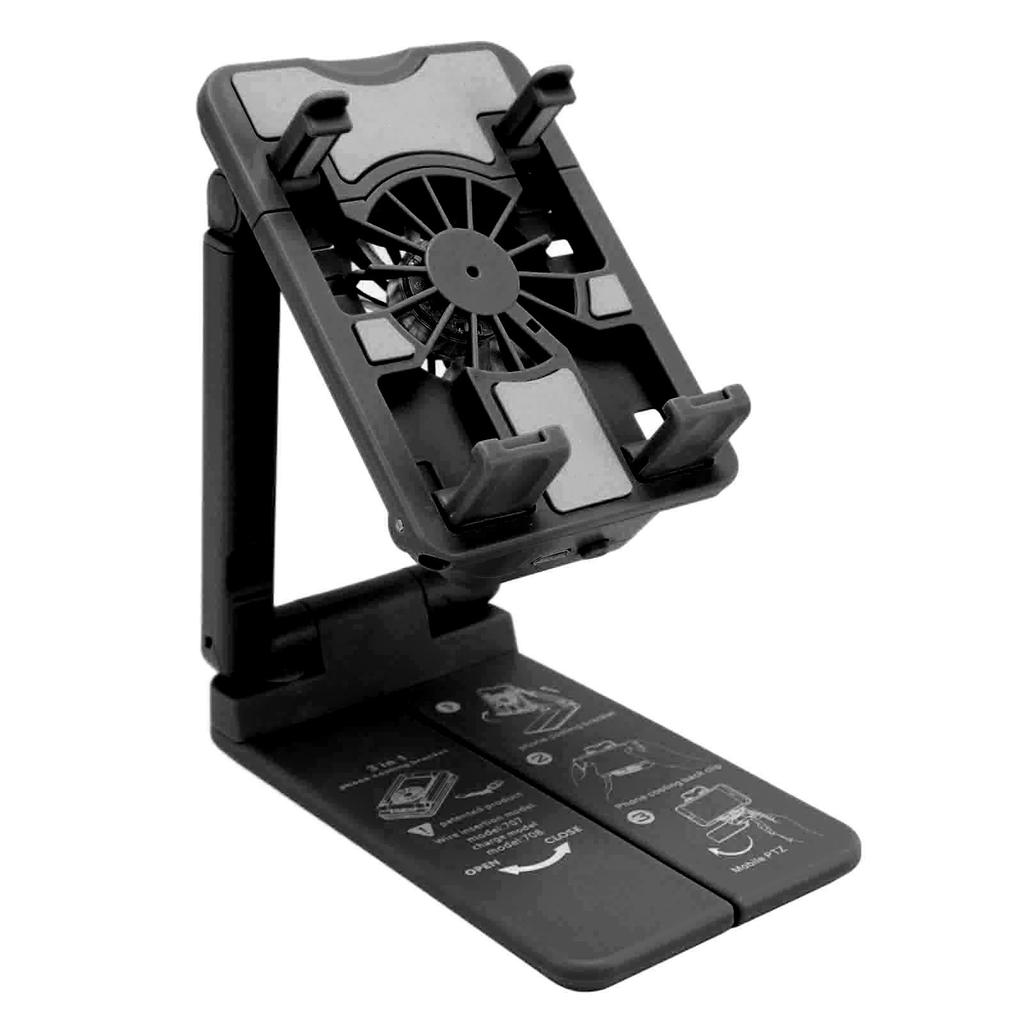 Cell Phone Cooler Stand Height Adjustable Mobile Phone Radiator Fan with Colorful RGB Lights for