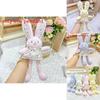 Plush Rabbit Pendant Keychain With Floral Skirt Design For Gift And Collection