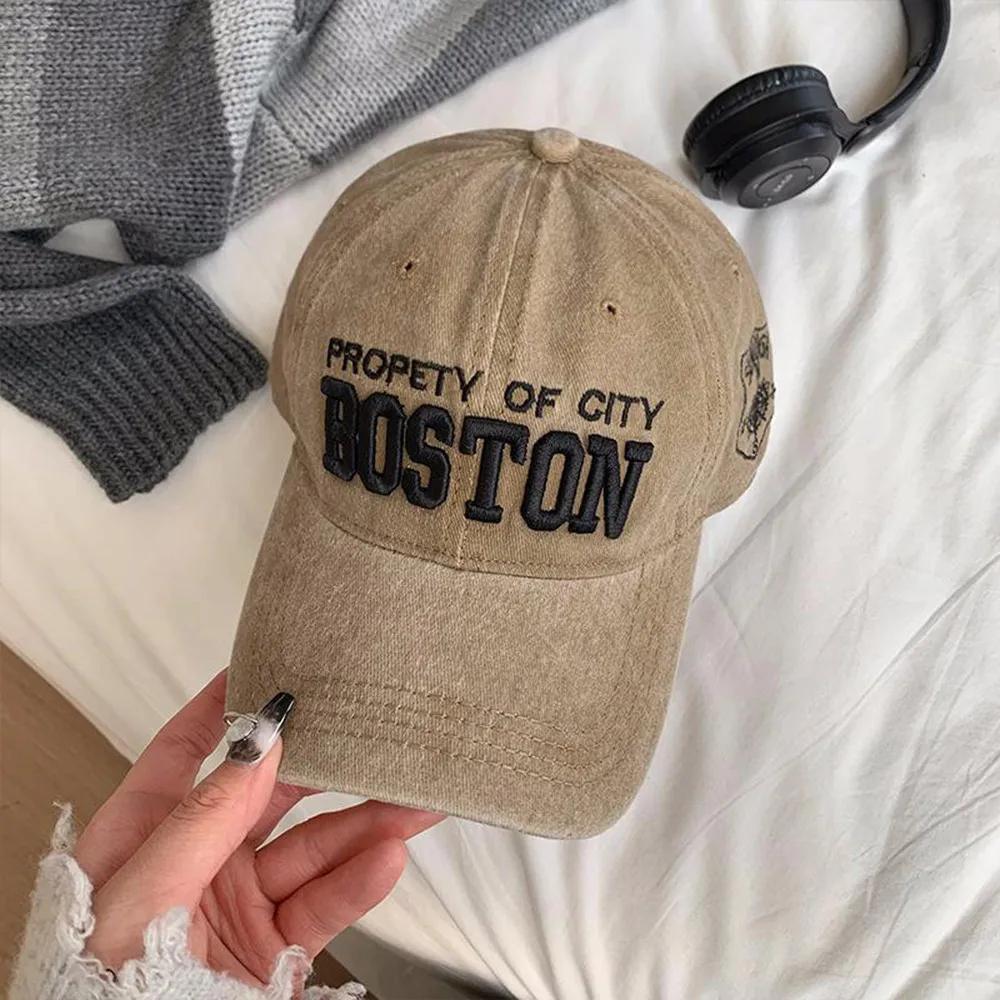 Korean Style Retro Baseball Cap Letter Embroidered Soft Top Versatile Casual Sun Protection Peaked Cap