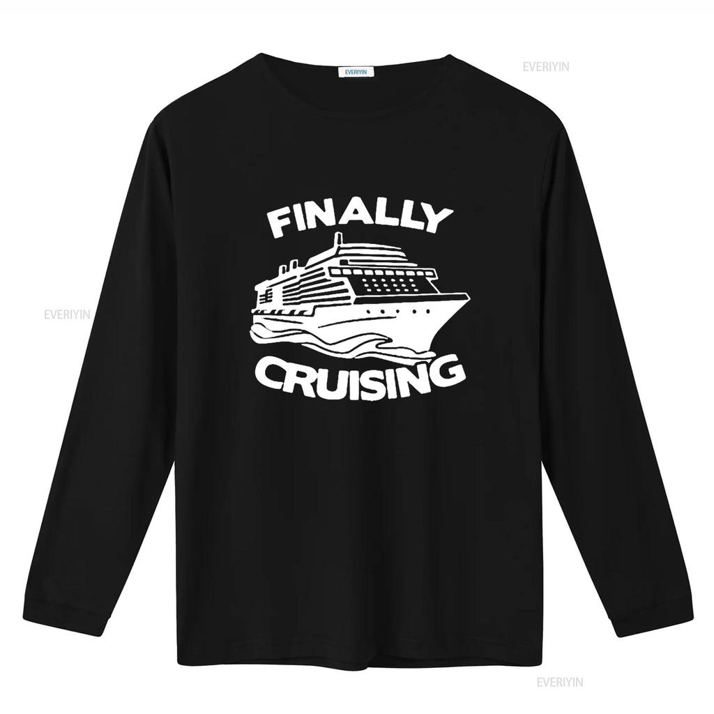 Finally Cruising Cruise Ship Vacation Womens T Shirt Black L Vintage Washed Homme Fashion Breathable Stylish Unisex