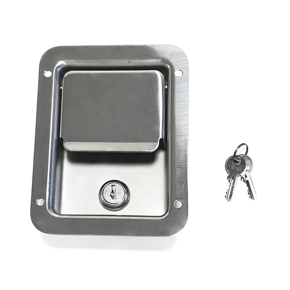 Polished Stainless Steel Toggle Latch RV Camper-Trailer Pull Type Panel Door Lock Paddle Handle Key Lock (as the picture,Stainless Steel)