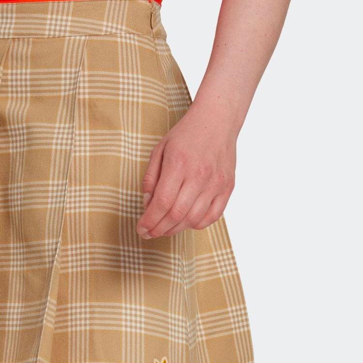 adidas Originals Women's Collegiate Pleated Skirt Beige Brown Plaid Women IA8352