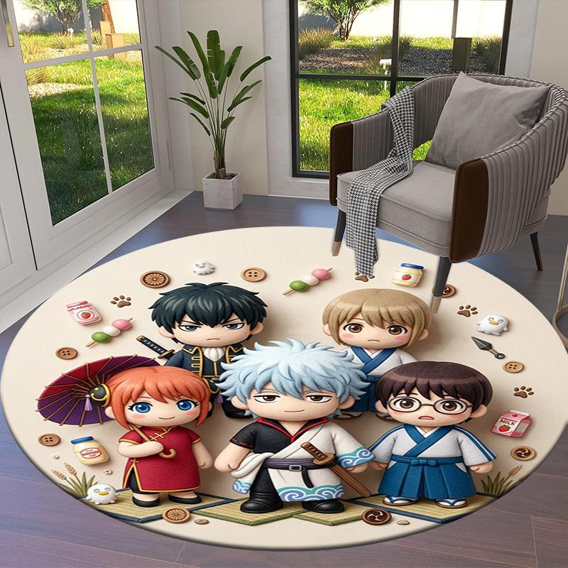 Gintama Round Area Rug Carpet Rug For Living Room Bedroom Sofa Playroom Decor Nonslip Floor Mat