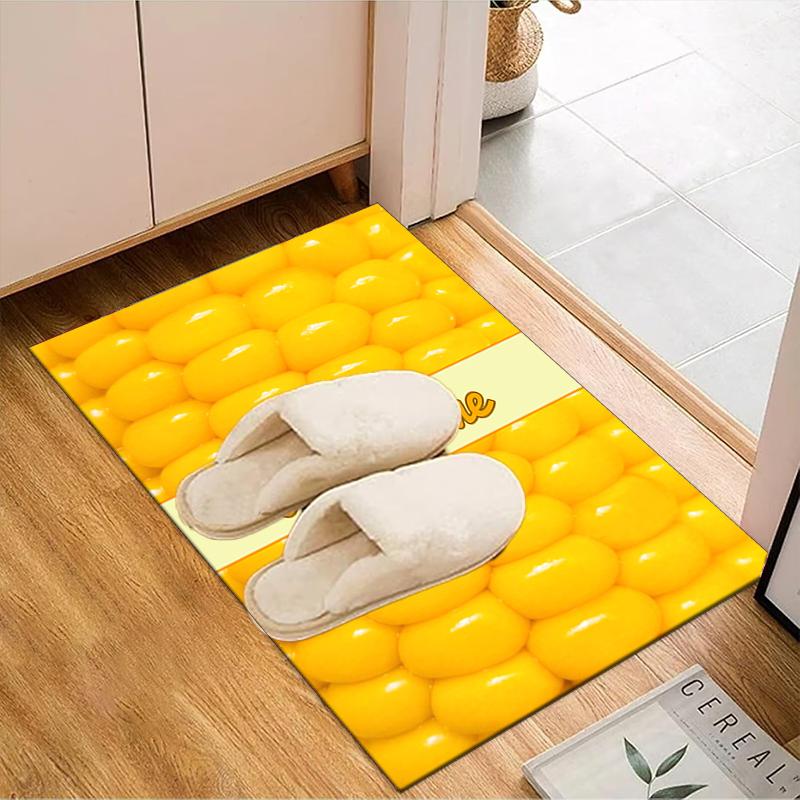 1PC Custom Name Golden Corn Harvest Theme Floor Mat Ideal for Living Room, Game Rooms, Office, Bedroom, Floor Mat Playful Design