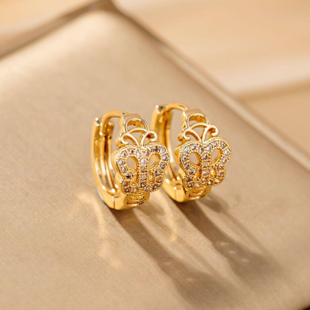2024 European & American Style Full Diamond Butterfly Earrings: Elegant Women's Light Luxury Studs