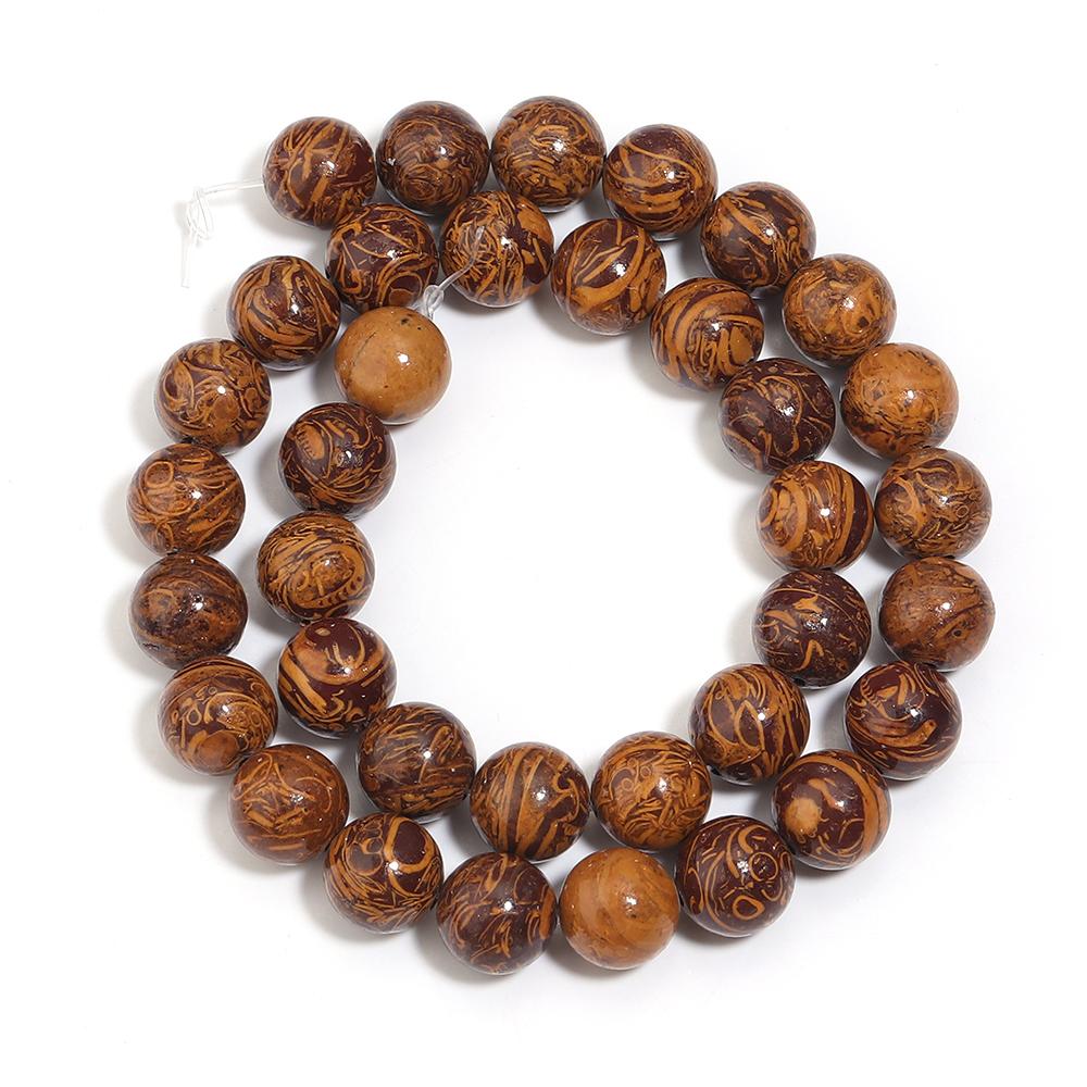 1 Strand 4/6/8/10mm Natural Stone Beads Golden Silk Jade Round Loose Beads For Jewelry Making DIY Bracelets Necklace Accessories