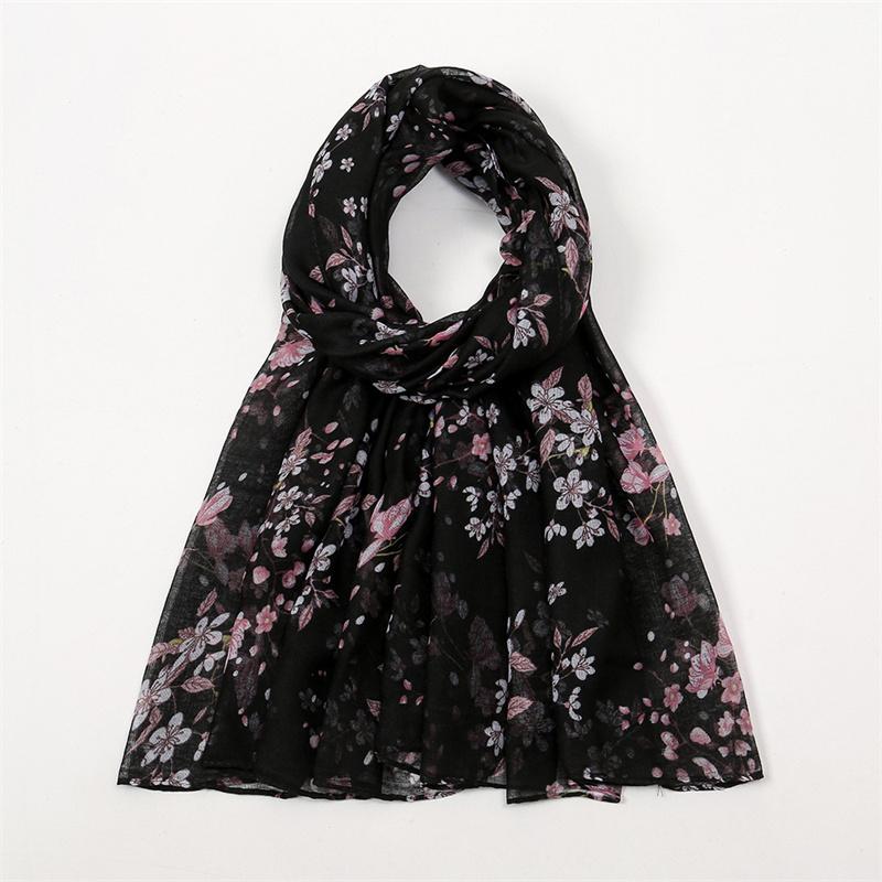Winter Thin Fashion Bloosm Floral Viscose Shawls Scarf Lady High Quality Wrap Pashmina Stole Bufandas Muslim Hijab 180*85Cm
