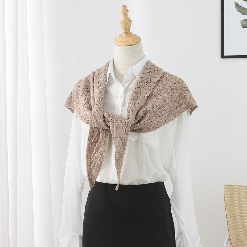 Spring Summer Knitted Triangle Scarf Dual Use Shawl Head Wrap