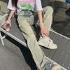 American retro design sense niche jeans women's summer high waist straight loose mopping wide legs yellow mud
