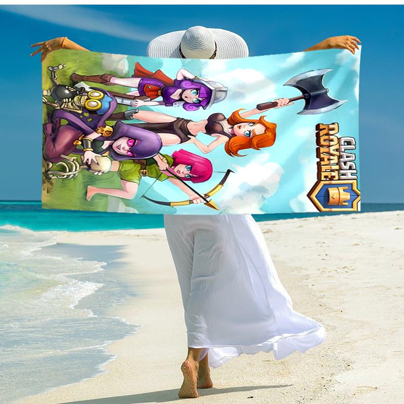 Ultra-Soft Beach Towel with Clash Royale Theme,Ideal for Pool - Camping, Diving - Perfect Travel Essential, Vibrant Beach Towel.