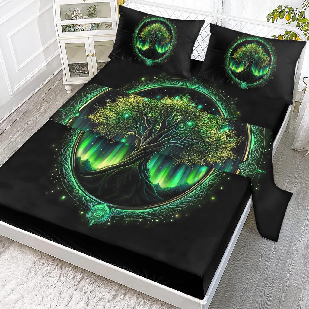 Aurora Tree Of Life 4-Piece Set, The Blending Of Natural Beauty, Including 1 Bed Sheet, 1 Duvet Cover, 2 Pillowcases (Arbor Day)