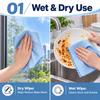 Fish Scale Microfiber Cleaning Cloth, Reusable Absorbent Glass Towel for Kitchen, Car, Mirror and Tableware