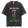 Bombardiro Crocodilo Crocodile Plane Bomber Funny Meme Washed Vintage T-shirt Men Women Casual Italian Brainrot Humor Style Tees