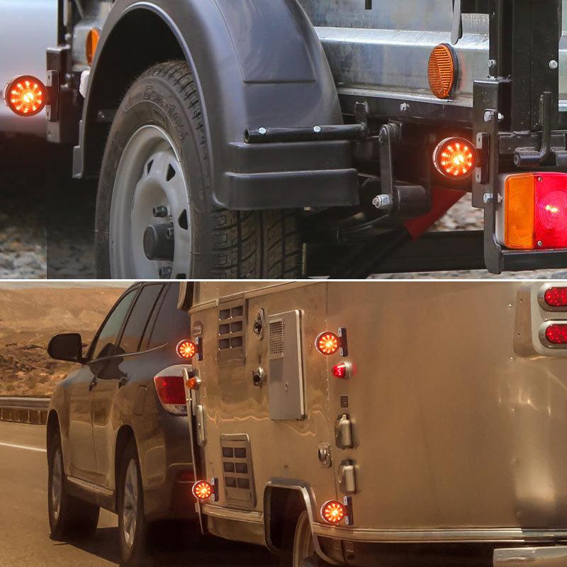 2/4pcs Truck Dual Face LED Side Marker Light 12-24V 3-sides Indicator Stop Parking Warning Lamp For Scania Trailer Lorry Van Bus