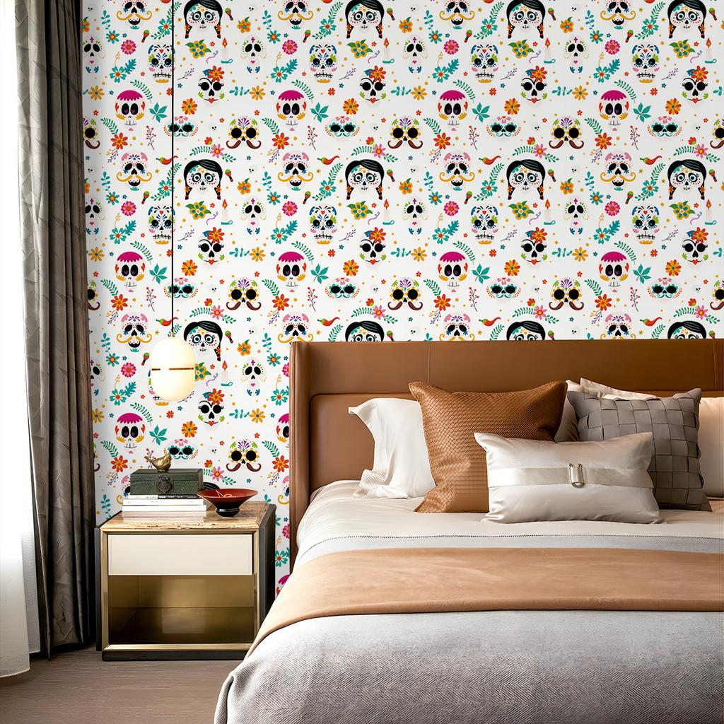 Peel and Stick Wallpaper Day of the Dead Contact Paper Waterproof Self Adhesive Wall Paper for Theme Hotel Walls Cabinet Decor