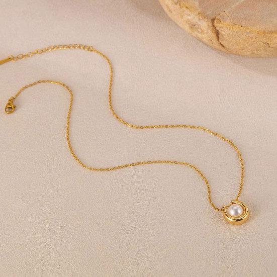 Halskette mit gefälschten Perlen und Hufeisen-Anhänger, Elegante verstellbare zarte Halskette, Geschenk für Frauen, Schmuck für Date-Party