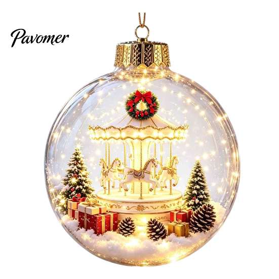 Seasonal Home Decor Ornaments 3D Christmas Animal Faux Crystal Ball Ornament, Lighted Acrylic Hanging Unique Holiday Gift Souvenirs with Hedgehog
