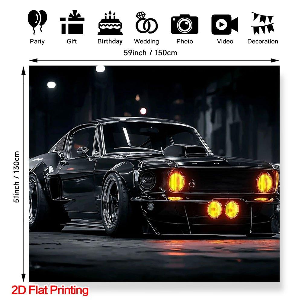 2D Plane, 1 Modern Muscle Car Photo Background - Realistic Classic Car, Smooth Lines and Dynamic Curves