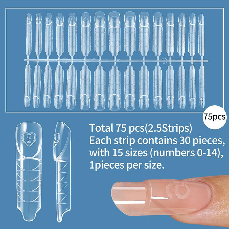 Rom Fransk Dobbelform 15 Størrelser Klar Gjenbrukbar Dobbeltsystemform Kunstige Negler For Negleforlengelse DIY 30/60/75/90/120/150/180 stk
