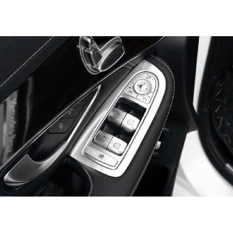 For Mercedes-Benz GLC 2016- Steel Silver Window Lock Lift Panel Trim Frame