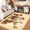 2D Flat Christmas Rug, Santa Reindeer Gift Pattern Mat, All‑Season Home Decor for Patio Garden Bedroom Living Room Indoor