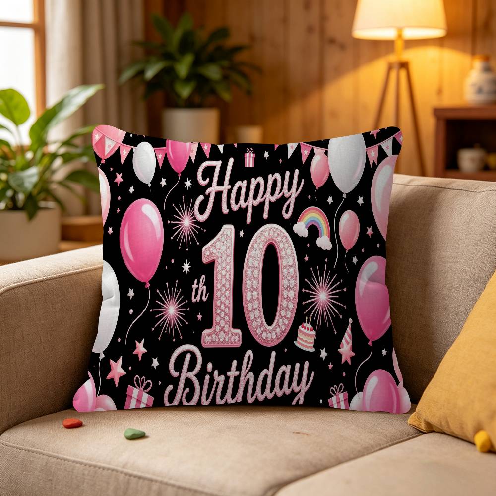 10th Birthday Party Cushion Cover Inches Farmhouse Decor Home Throw Pillow Covers for Couch Decorations