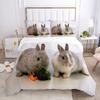 Rabbit Duvet Cover Set Lovely Little Rabbit Green Grassland Bedding For Kids Gift Animal Theme Bedroom Ration Warm And Soft