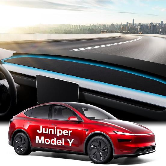 Wigoo 2025 New Model Y Juniper Accessories Dashboard Cover [Anti-Glare And Sun Protection] Suede Dash Mat For New Model Y Juniper(2025-2026), Model Y New Model Y(2025-2026)