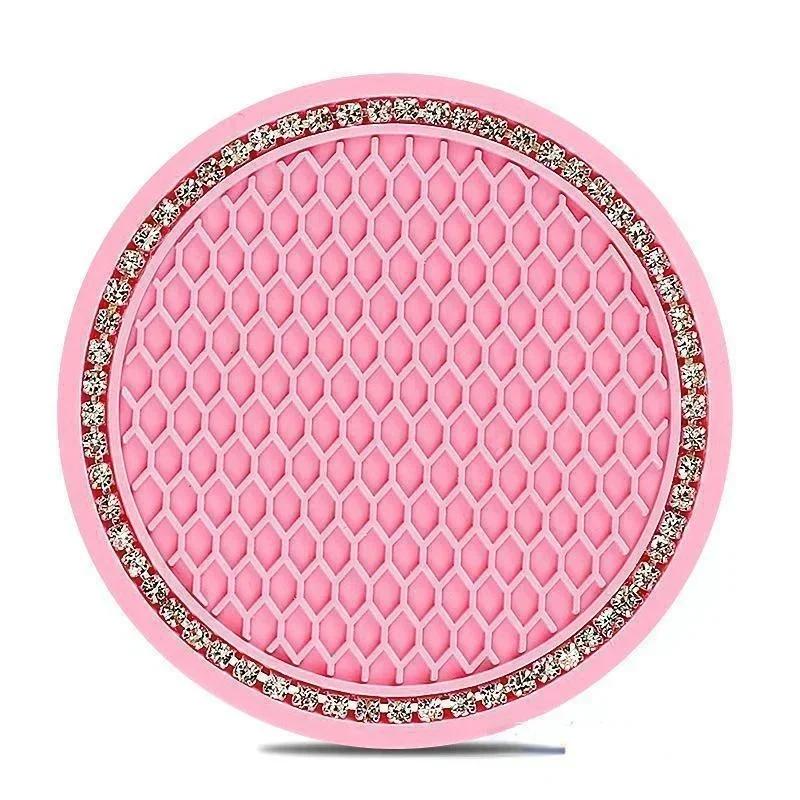 

1pc Car Coaster Water Cup Bottle Holder Anti-slip Pad Mat Silica Gel For Interior Decoration Car Styling Accessories розовый
