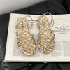 Fashion French retro style strap combination flat Roman sandals women's summer Korean version versatile temperament strap sandals