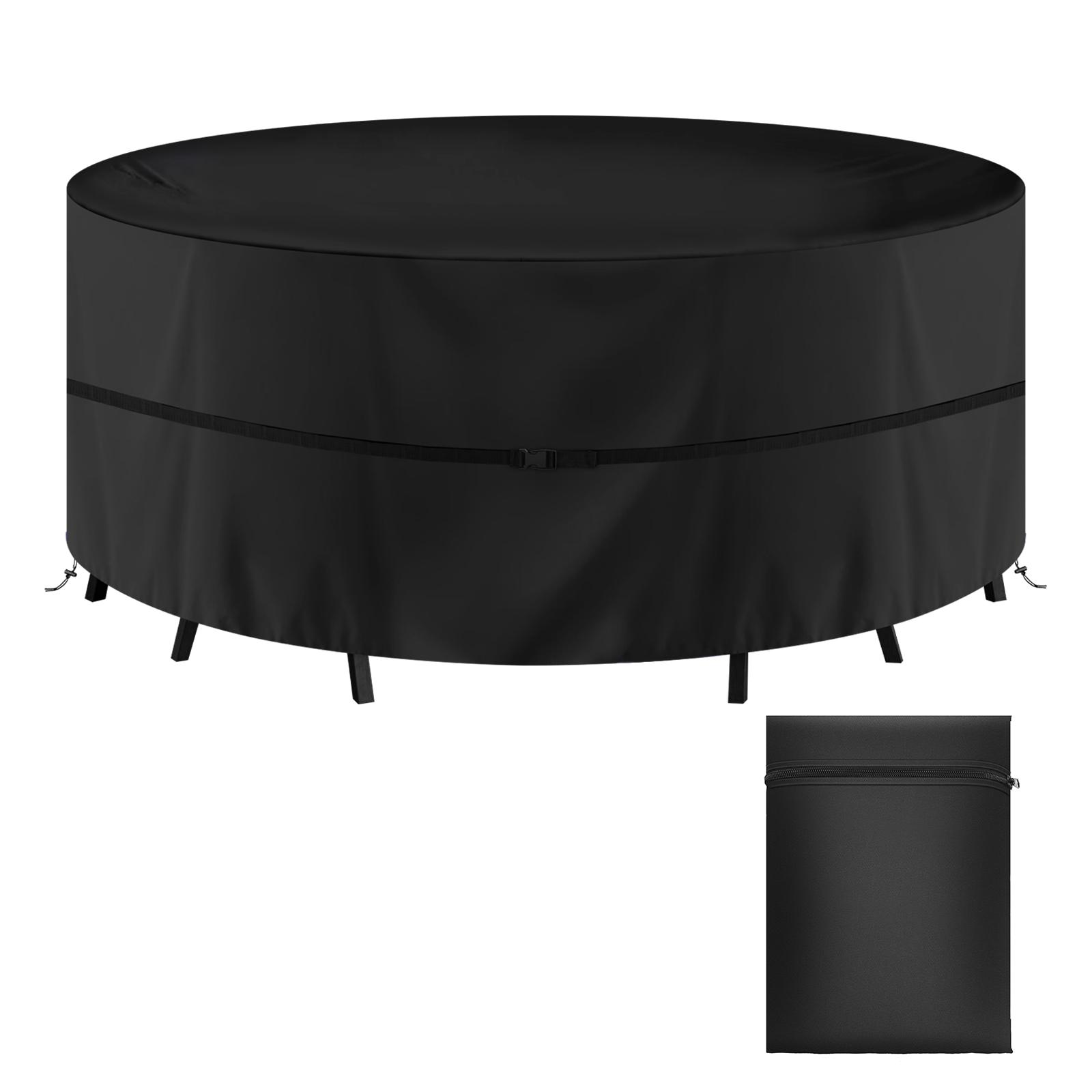 Waterproof Garden Furniture Covers 210D Oxford Round Table Furniture Cover for Rattan Round Table & Chairs Patio Furniture Set 130x70cm чёрный