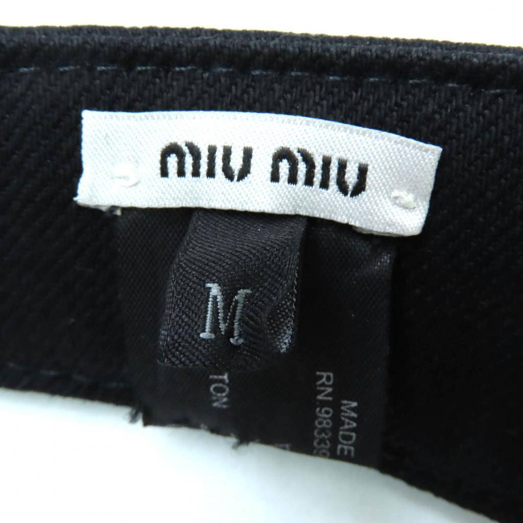 Kusursuz MIUMIU Güneşlik Logo yaması ile siyah pamuk Kadın M Kullanılmış