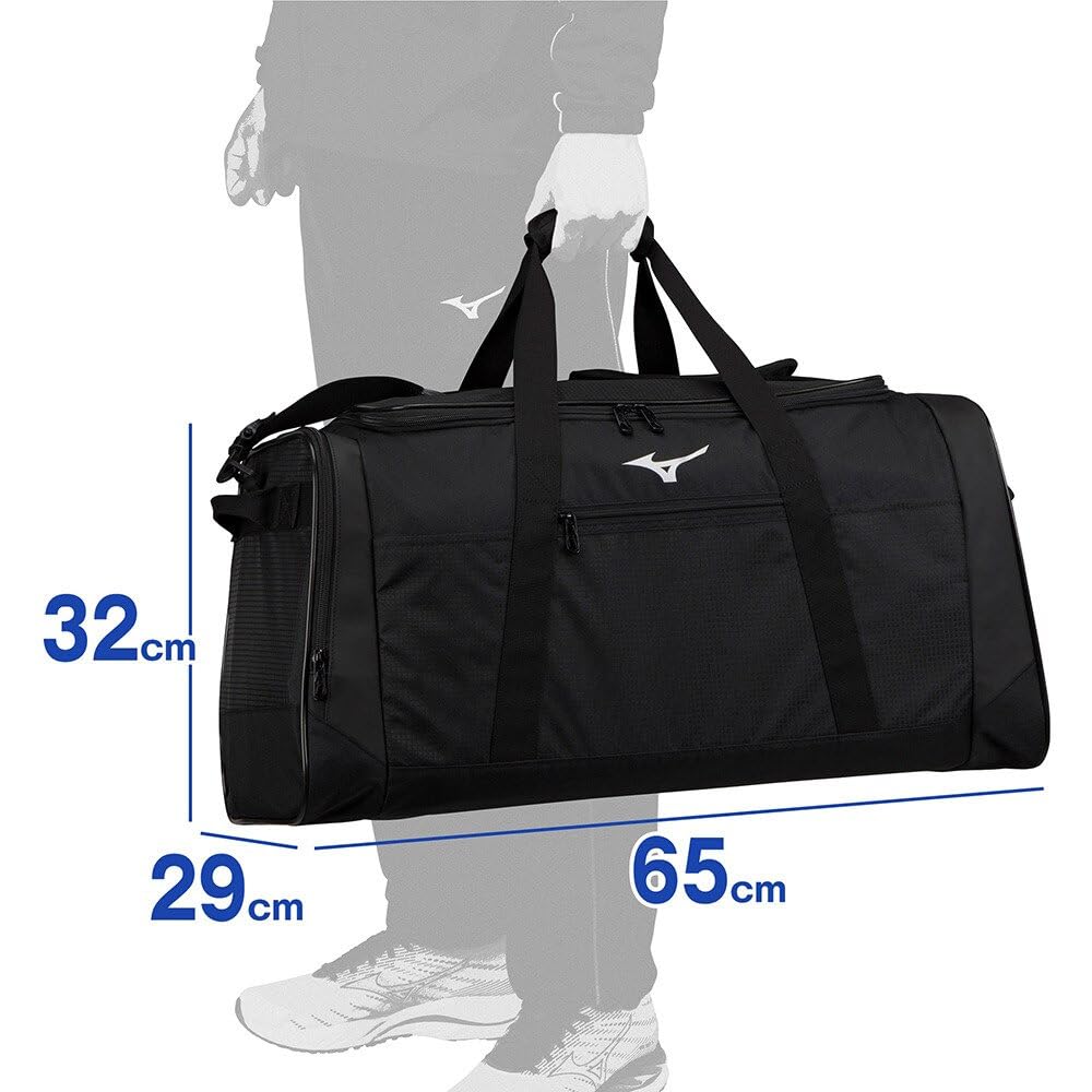 Mizuno Boston Bag, 60L, Large Capacity, Unisex, for Sports, Club Activities, and School, 33JB3109, Black