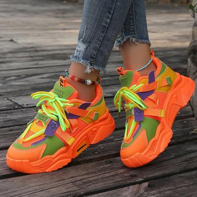 Fashion Women Sneakers Mesh Patchwork Lace Up Flat Outdoor Walking Shoes Women Spring and Autumn Comfortable Breathable Sneakers Women
