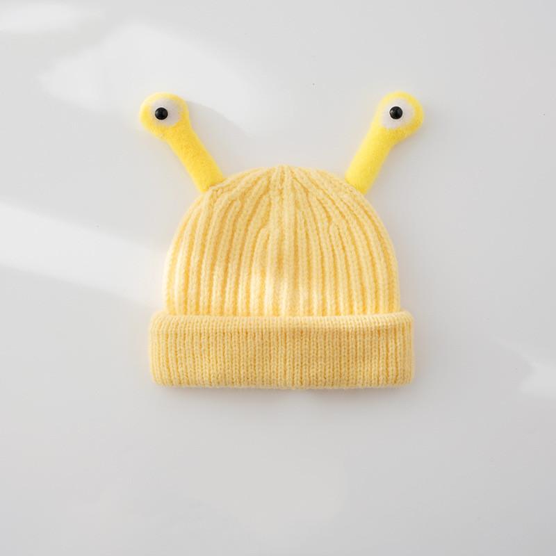 

Детская корейская осенне-зимняя шерстяная вязаная шапка для детей от 2 до 6 лет, новая теплая детская шапка с мультяшными антеннами и глазами, детские шапочки