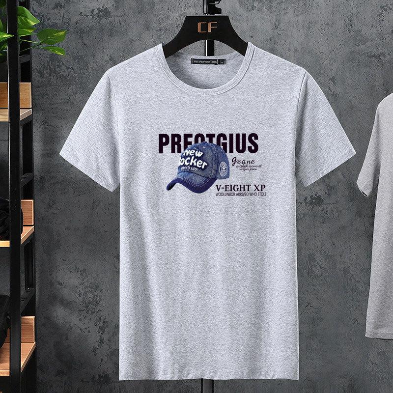 Мужская летняя эластичная мужская хлопковая футболка с короткими рукавами — фото 17