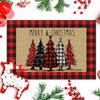 4/6pcs Christmas Tree Print Single-Sided Linen Placemat Set for Holiday Table Decor