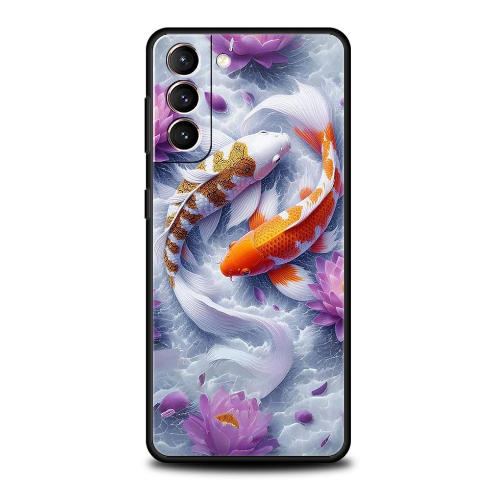 Cartoon Fish Case for Samsung Galaxy S24 S23 S22 S20 S21 FE Ultra S10 S10E S9 S8 Plus 5G Silicone Shockproof Phone Cover Capas